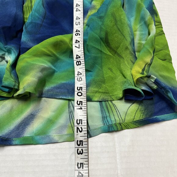 Mlle Gabrielle Dress Women 24 Green Chiffon Tropical Floral Maxi Vacation Resort - Picture 5 of 13